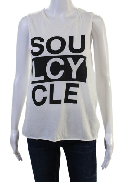 Soul Cycle Women Basic Sleeveless Black Cotton Crew Neck Tank Sports Size XS