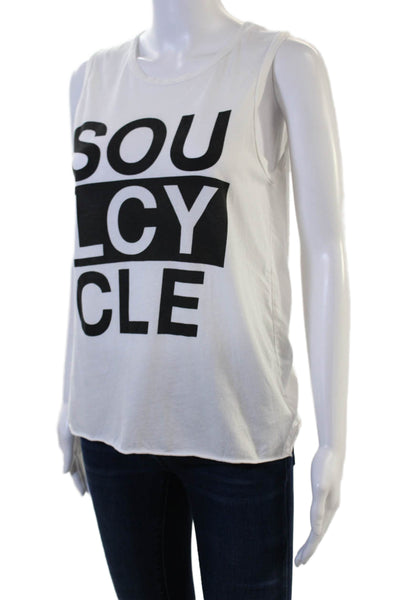 Soul Cycle Women Basic Sleeveless Black Cotton Crew Neck Tank Sports Size XS