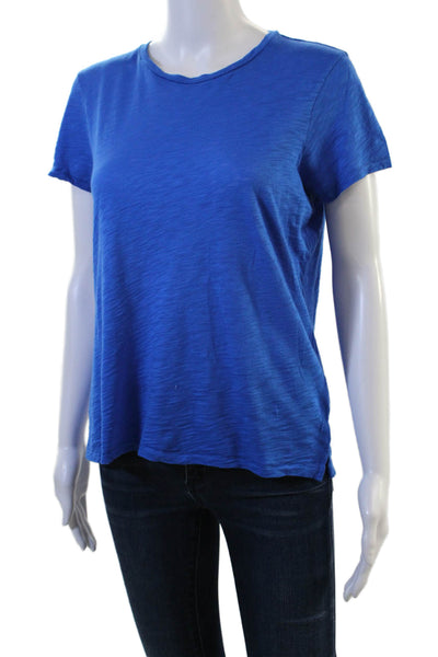 Goldie Women Basic T-Shirt Blue 100% Pima Cotton Crew Neck Short Sleeve Size S