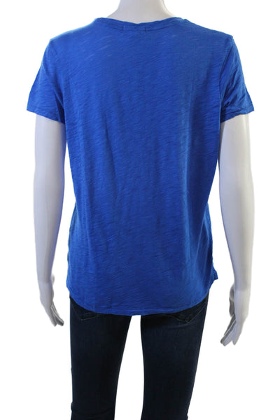 Goldie Women Basic T-Shirt Blue 100% Pima Cotton Crew Neck Short Sleeve Size S