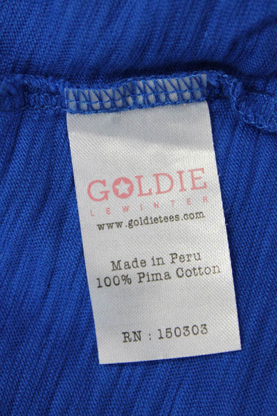 Goldie Women Basic T-Shirt Blue 100% Pima Cotton Crew Neck Short Sleeve Size S