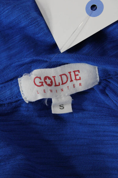 Goldie Women Basic T-Shirt Blue 100% Pima Cotton Crew Neck Short Sleeve Size S