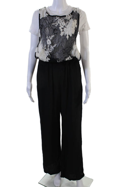 Dv Roma Womens Black Floral Scoop Neck Sleeveless Jumpsuit Size S