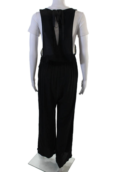 Dv Roma Womens Black Floral Scoop Neck Sleeveless Jumpsuit Size S