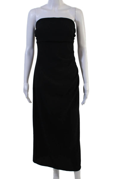 Zara Women Bodycon Maxi Dress Black Hook & Eye Sleeveless Size L