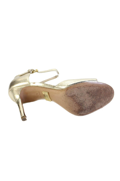 Michael Kors Womens Leather D'Orsay Open Toe Stiletto Heels Gold Size 7.5
