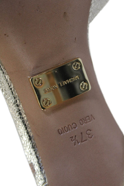 Michael Kors Womens Leather D'Orsay Open Toe Stiletto Heels Gold Size 7.5