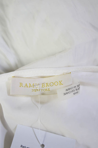 Ramy Brook Women V-Neck Sleeveless Blouse White Solid 100% Polyester Size M