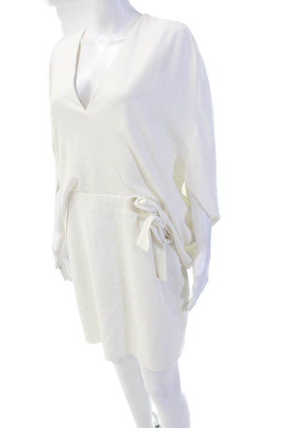 Halston Women Kaftan Wrap Dress White Mini Size 8