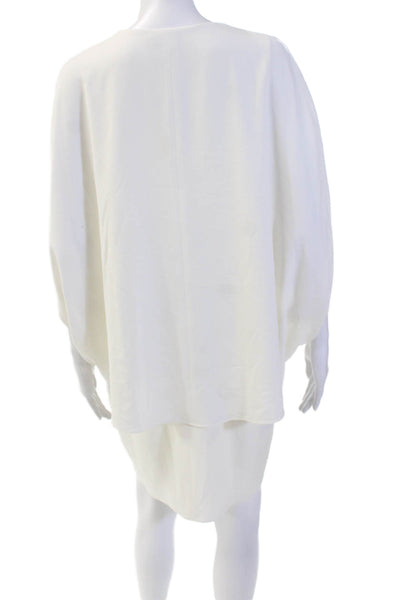 Halston Women Kaftan Wrap Dress White Mini Size 8