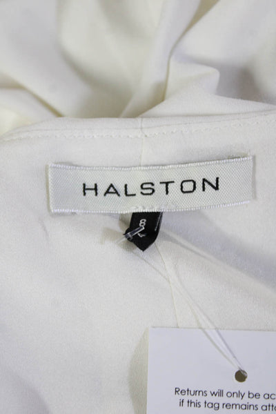 Halston Women Kaftan Wrap Dress White Mini Size 8