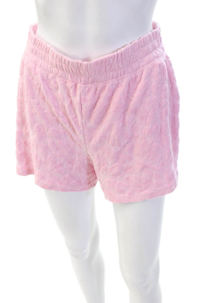 Z Supply Unisex Sweat Shorts Pink Floral Heart Cotton Blend Size S
