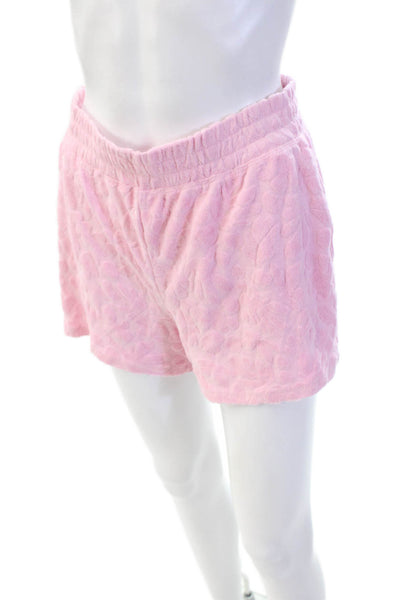 Z Supply Unisex Sweat Shorts Pink Floral Heart Cotton Blend Size S