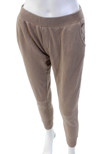 Leallo Women Brown Cotton Jogger Sweatpants Solid Size XS