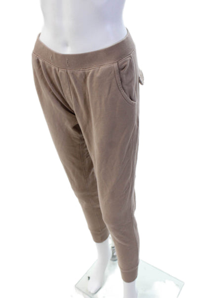 Leallo Women Brown Cotton Jogger Sweatpants Solid Size XS