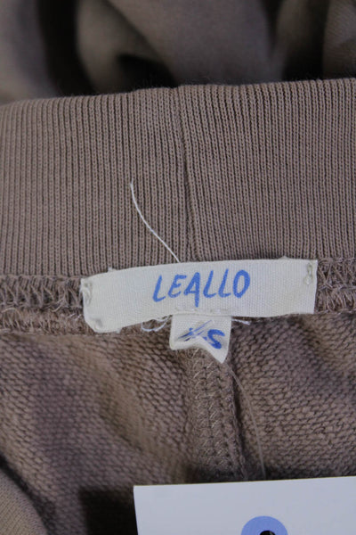 Leallo Women Brown Cotton Jogger Sweatpants Solid Size XS