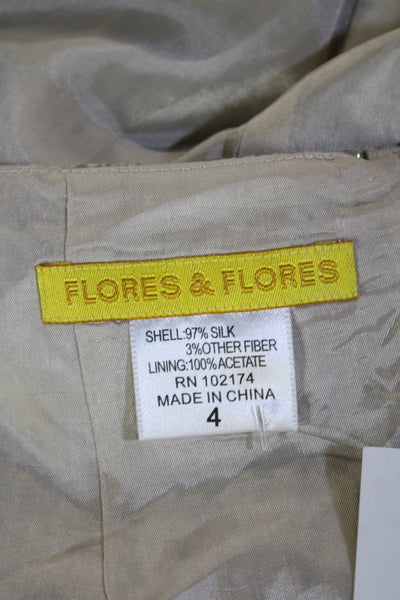 Flores & Flores Women Trumpet Skirt Beige Animal Print Silk Size 4