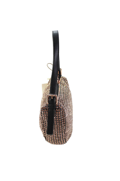 Madison West Womens Bedazzled Zippered Top Handle Handbag Pink