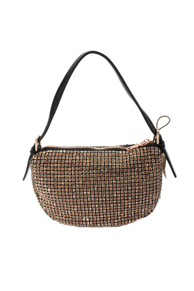 Madison West Womens Bedazzled Zippered Top Handle Handbag Pink