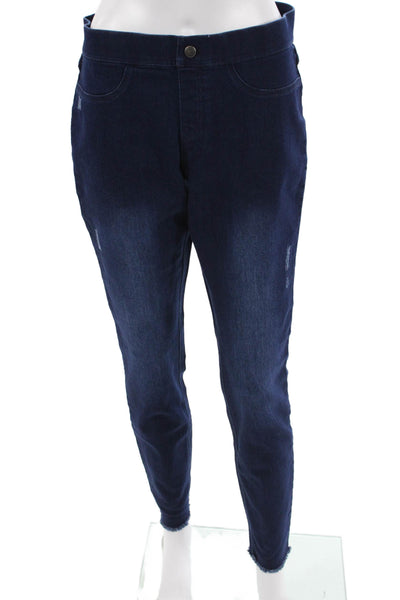 Hue Women Ankle Jeggings Dark Blue Size M