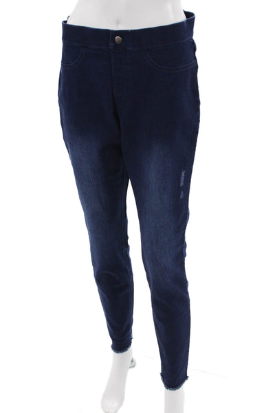 Hue Women Ankle Jeggings Dark Blue Size M