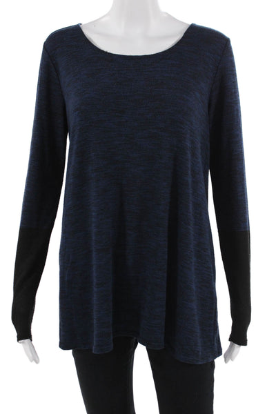 Max Studio Women Long Sleeve Tunic Round Neck Dark Blue Size S