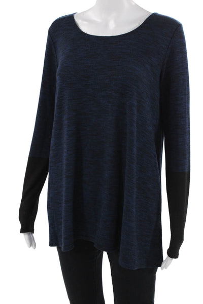 Max Studio Women Long Sleeve Tunic Round Neck Dark Blue Size S