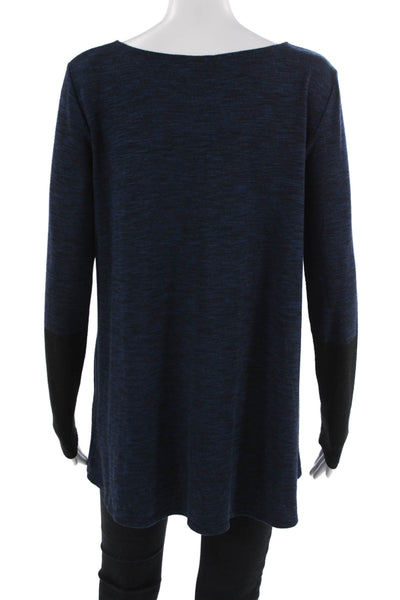 Max Studio Women Long Sleeve Tunic Round Neck Dark Blue Size S