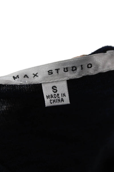 Max Studio Women Long Sleeve Tunic Round Neck Dark Blue Size S
