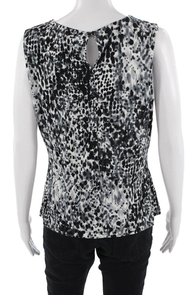 Calvin Klein Women Sleeveless Animal Print Blouse Black Round Neck Size S