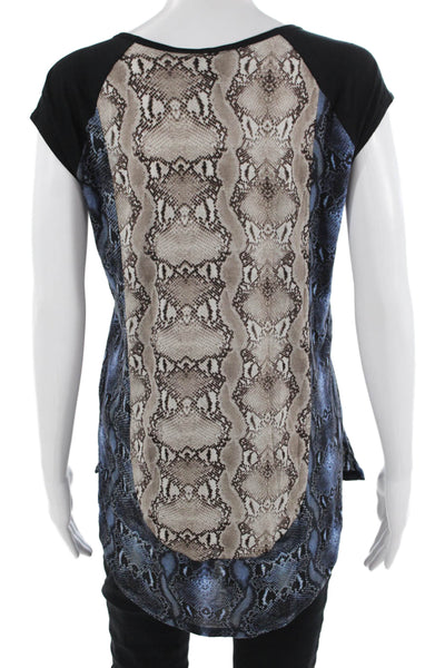 BCBGMAXAZRIA Women Tunic Short Sleeve Animal Print Beige Size S