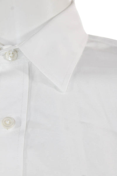 J Crew Mens Button Front Long Sleeve Collared Pocket Shirt White Size Medium