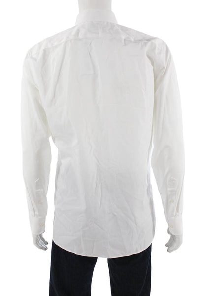 J Crew Mens Button Front Long Sleeve Collared Pocket Shirt White Size Medium