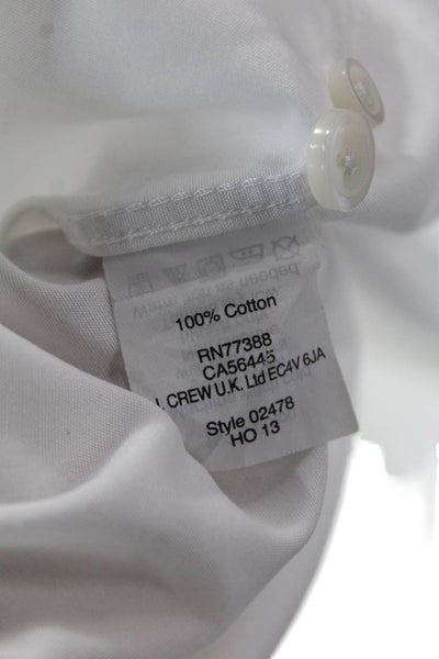 J Crew Mens Button Front Long Sleeve Collared Pocket Shirt White Size Medium