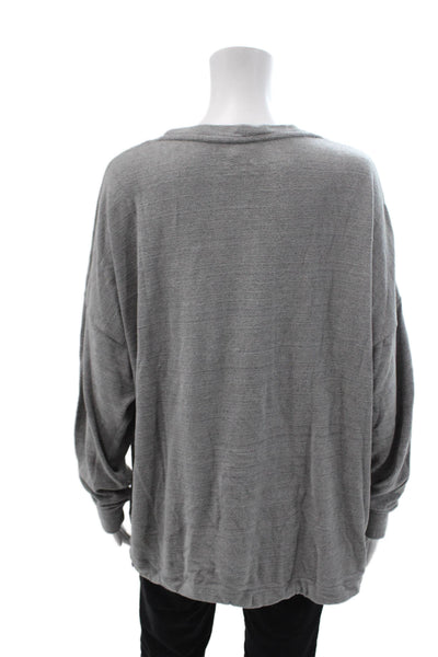 Three Dots Women Basic Gray Long Sleeve Round Neck Top Size XL