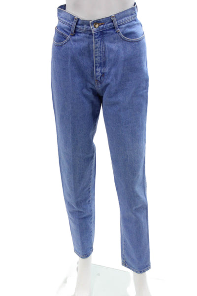 Designer Women Mom Tapered Jeans Blue High Rise 100% Cotton Size 7