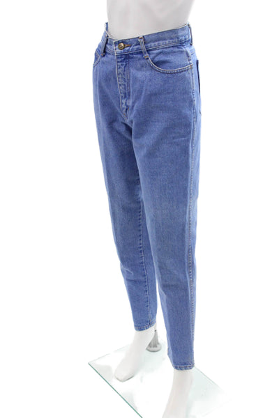 Designer Women Mom Tapered Jeans Blue High Rise 100% Cotton Size 7