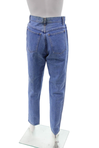 Designer Women Mom Tapered Jeans Blue High Rise 100% Cotton Size 7