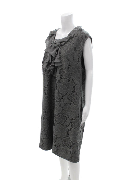 Adrianna Papell Women Dark Gray Floral V-Neck Sleeveless Shift Dress Size 22W