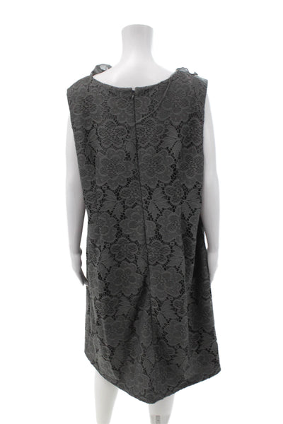 Adrianna Papell Women Dark Gray Floral V-Neck Sleeveless Shift Dress Size 22W
