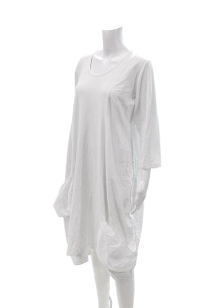 Noblu Women T-Shirt Dress White 3/4 Sleeve Boho Size XL