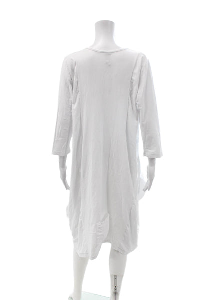 Noblu Women T-Shirt Dress White 3/4 Sleeve Boho Size XL