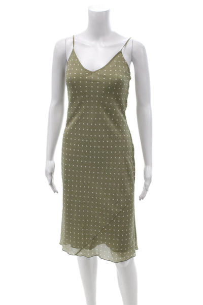 Wilfred Women Slip Dress Green Polka Dot V-Neck Sleeveless Short Size 2XS