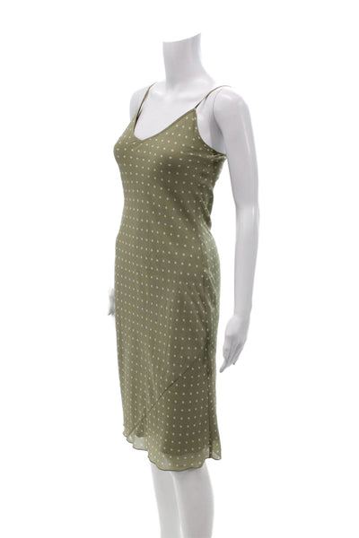 Wilfred Women Slip Dress Green Polka Dot V-Neck Sleeveless Short Size 2XS