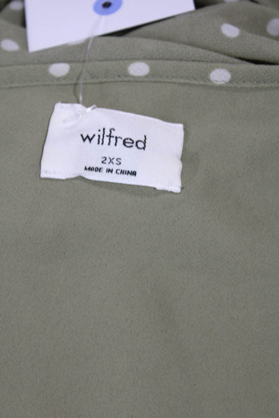 Wilfred Women Slip Dress Green Polka Dot V-Neck Sleeveless Short Size 2XS