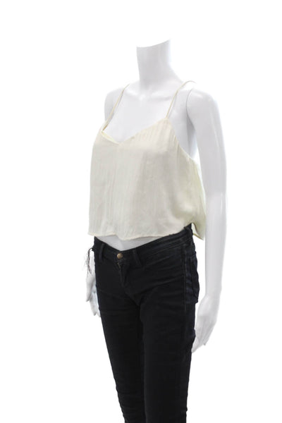 Z Supply Womens Cropped V-Neck Camisole Beige Spaghetti Strap Size XS