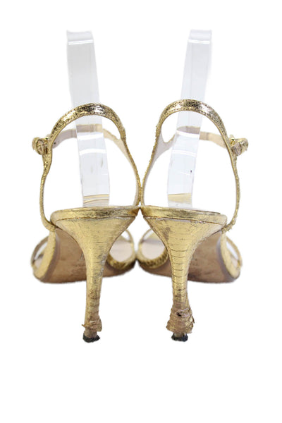 KORS Michael Kors Womens Metallic Ankle Strap Open Toe Stillettos Gold Size 7