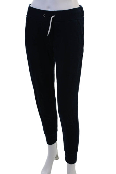 Monrow Women Pullover Sweater Navy Crew Neck Long Sleeve Cotton Size XS