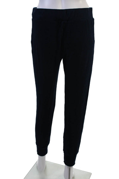 Monrow Women Pullover Sweater Navy Crew Neck Long Sleeve Cotton Size XS