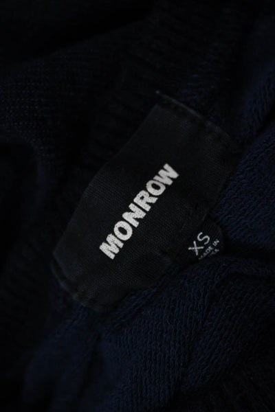 Monrow Women Pullover Sweater Navy Crew Neck Long Sleeve Cotton Size XS